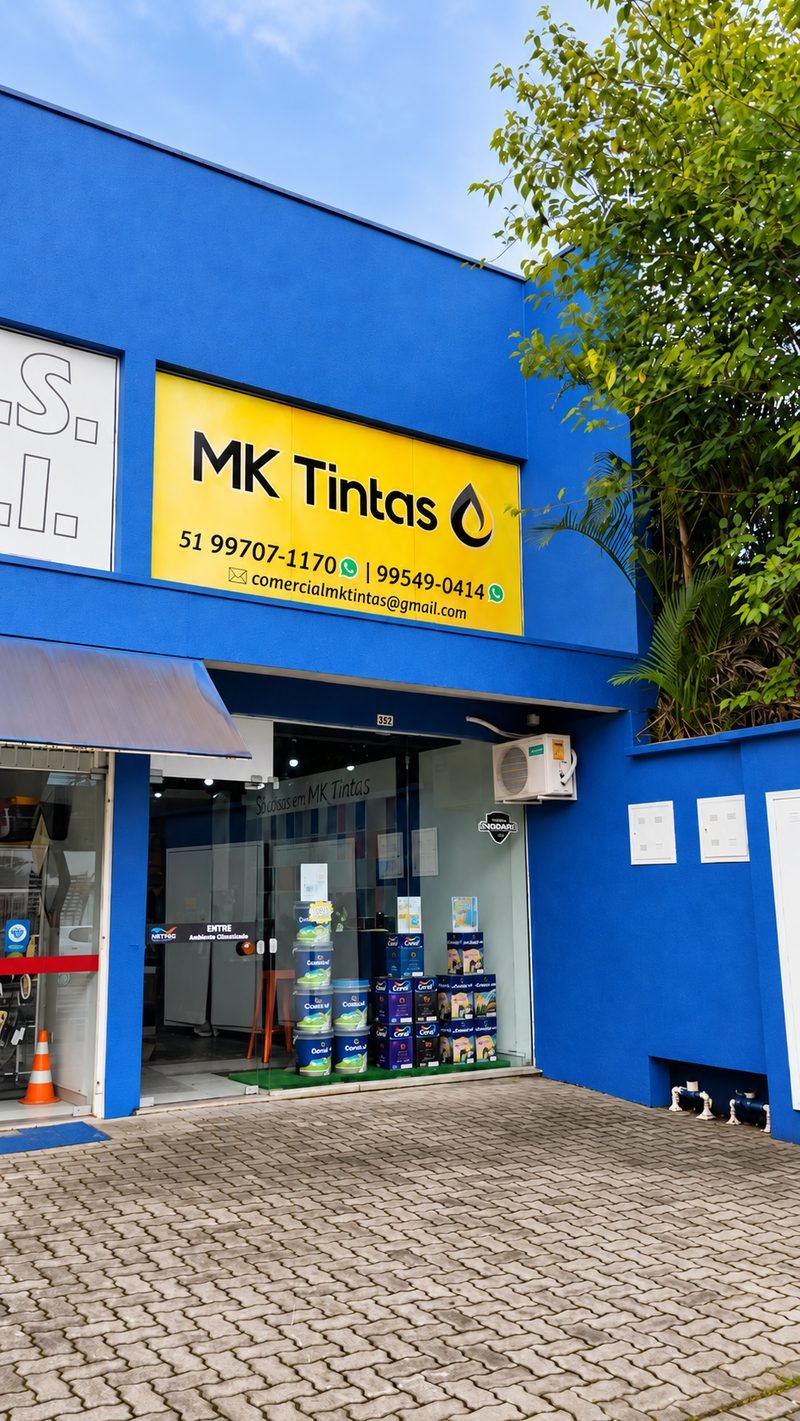 Fachada da MK Tintas na Rua Ernesto Alves, Santa Cruz do Sul